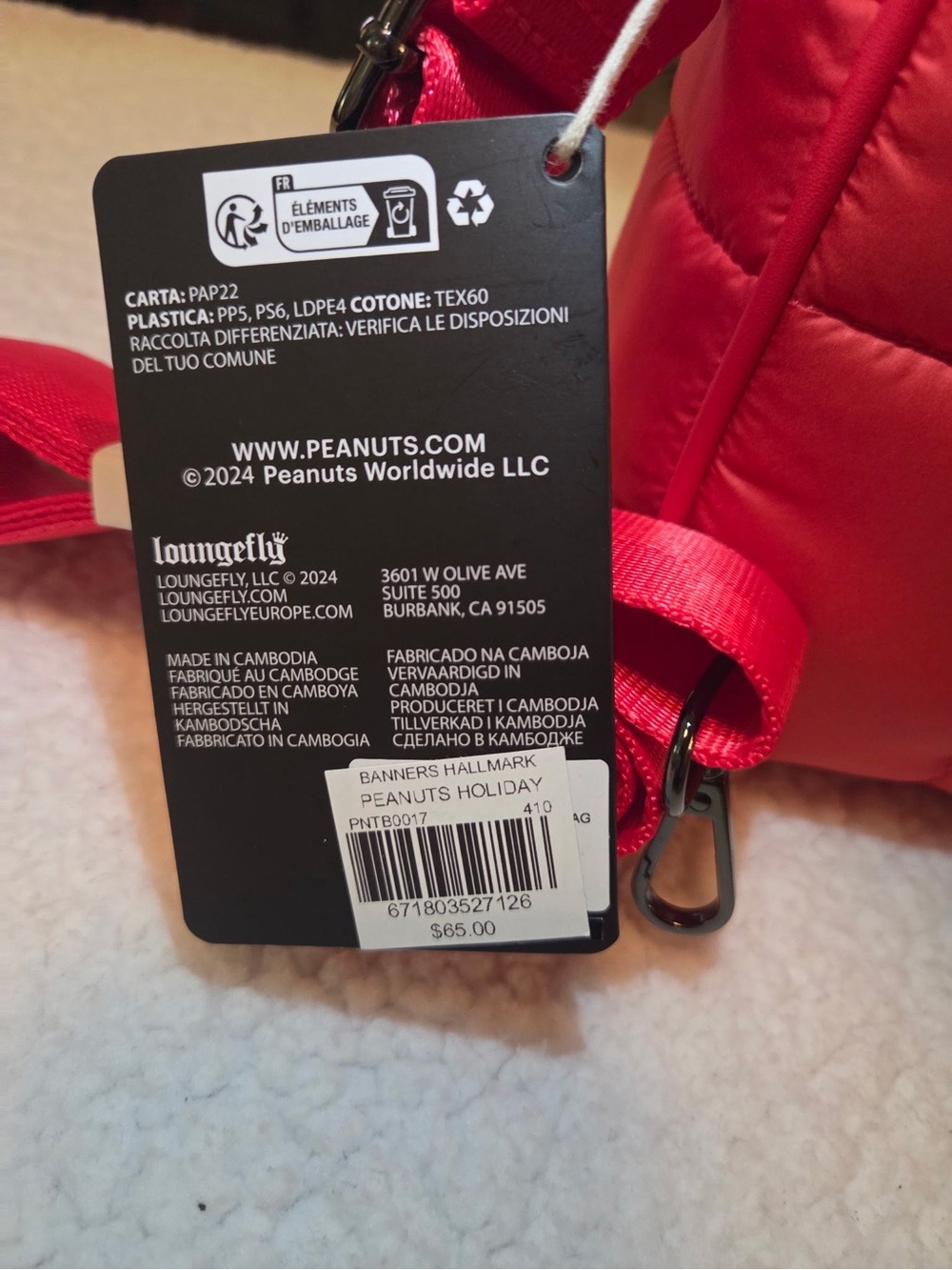 New With Tags Loungefly Peanuts Snoopy Holiday Crossbody Bag – PNTB0017 - Picture 4 of 5